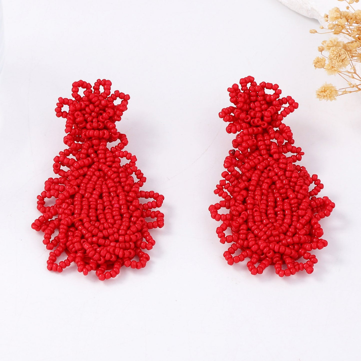 Bohemian Chic Handmade Beaded Flower Earrings – Unique, Statement-Making Jewelry for Trendy Women