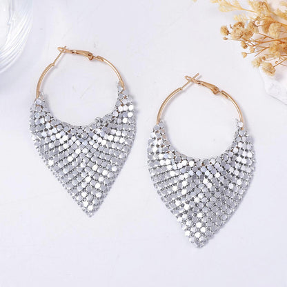 Chic Luxury Geometric Triangle Earrings - High-End Sparkling Statement Ear Cuffs for Trendy Fashionistas
