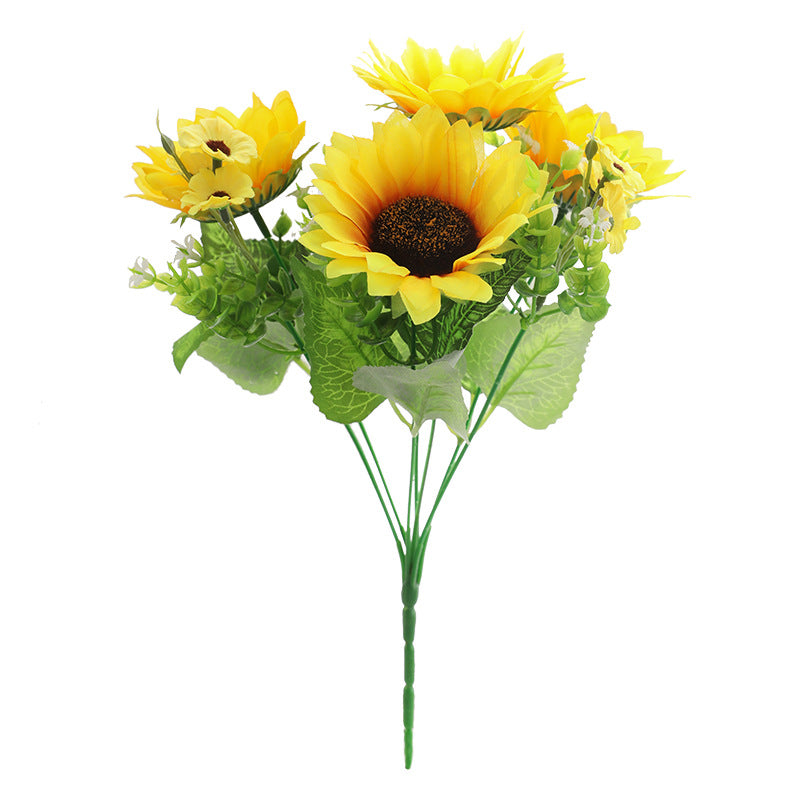 Stunning Artificial Flower Bouquet with 13 Sunflower Heads - Perfect for Living Room Entryway Decor and Wedding Centerpieces