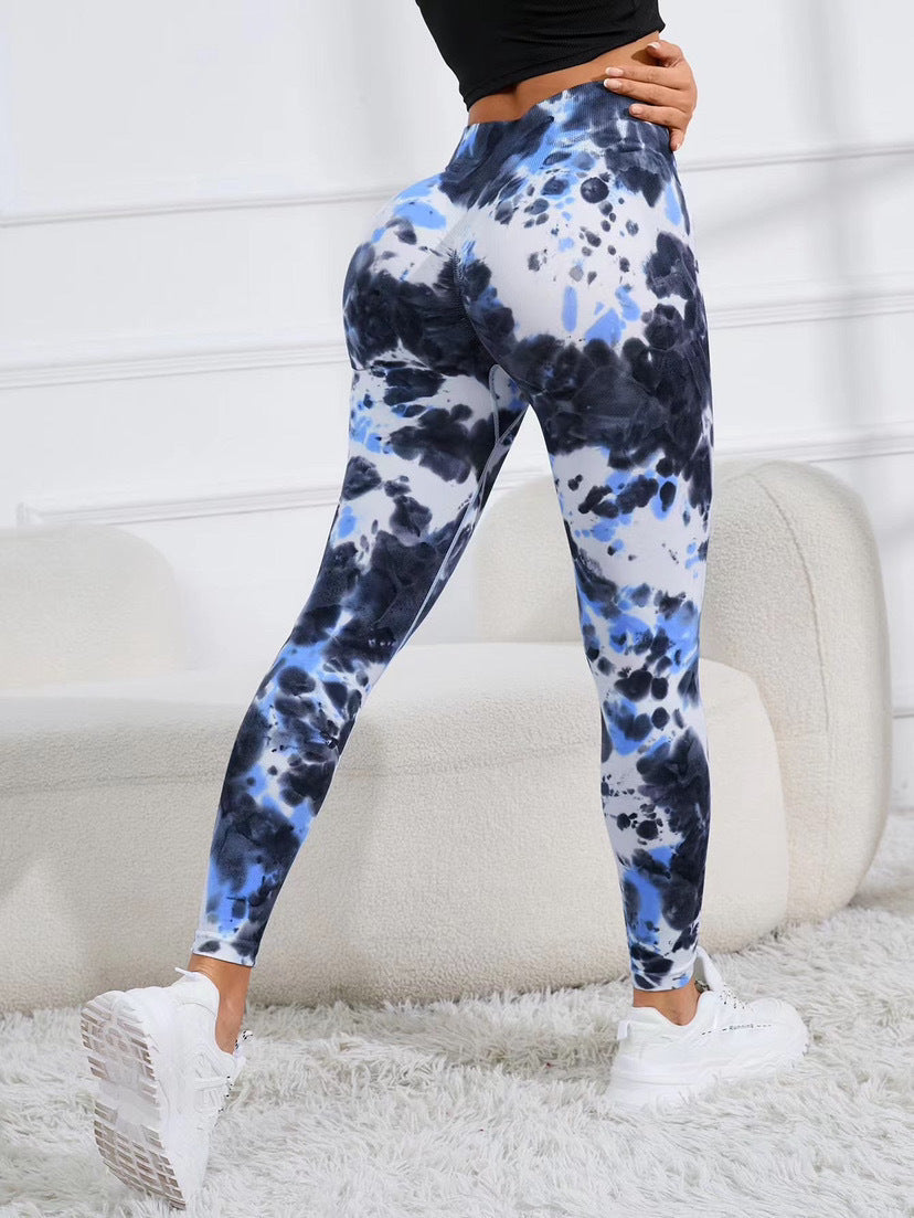 Seamless High Waisted Tie Dye Yoga Pants for Women Shaping Outdoor Workout Leggings with Butt Lifting Design for Comfort and Flexibility