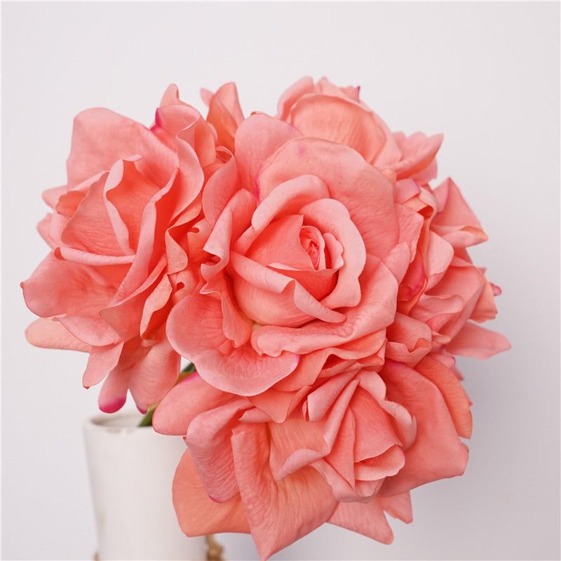 Luxurious Touch Realistic Moisturizing Silk Rose Bouquet for Weddings - Stunning Bride's Handheld Floral Arrangement for Home Décor and Table Centerpieces