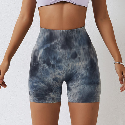 High Waisted Tie Dye Seamless Yoga Shorts for Women Sculpting Comfortable and Stretchy for Performance