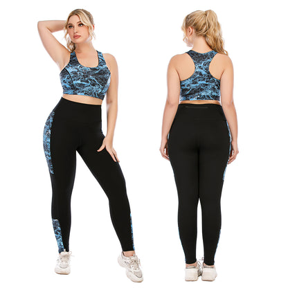 Plus Size Women's Fitness Outfit Set Yoga Suit with High Performance Leggings and Sports Bra for All Shapes and Sizes Model AU12061 AU12062