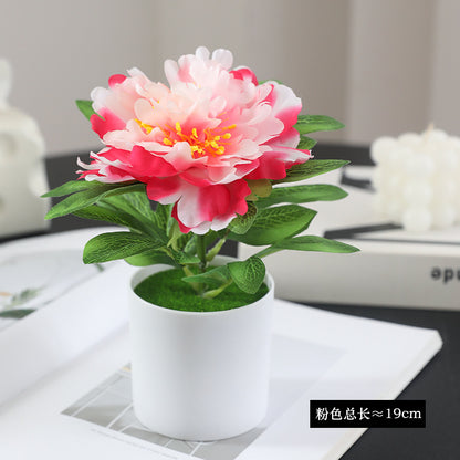 Elegant Artificial Peony with Leaves - Single-Headed Realistic Silk Peony Plant for Outdoor Wedding Décor and Event Crafting