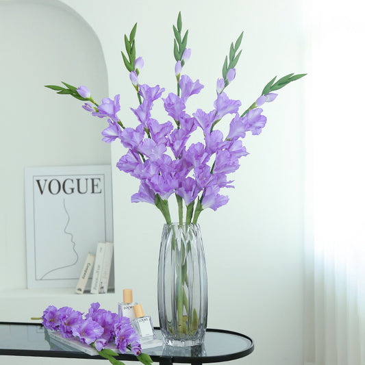 Luxurious 8-Head Gladiolus Artificial Flower for Weddings - Elegant Soft Decor for High-End Living Room Arrangements