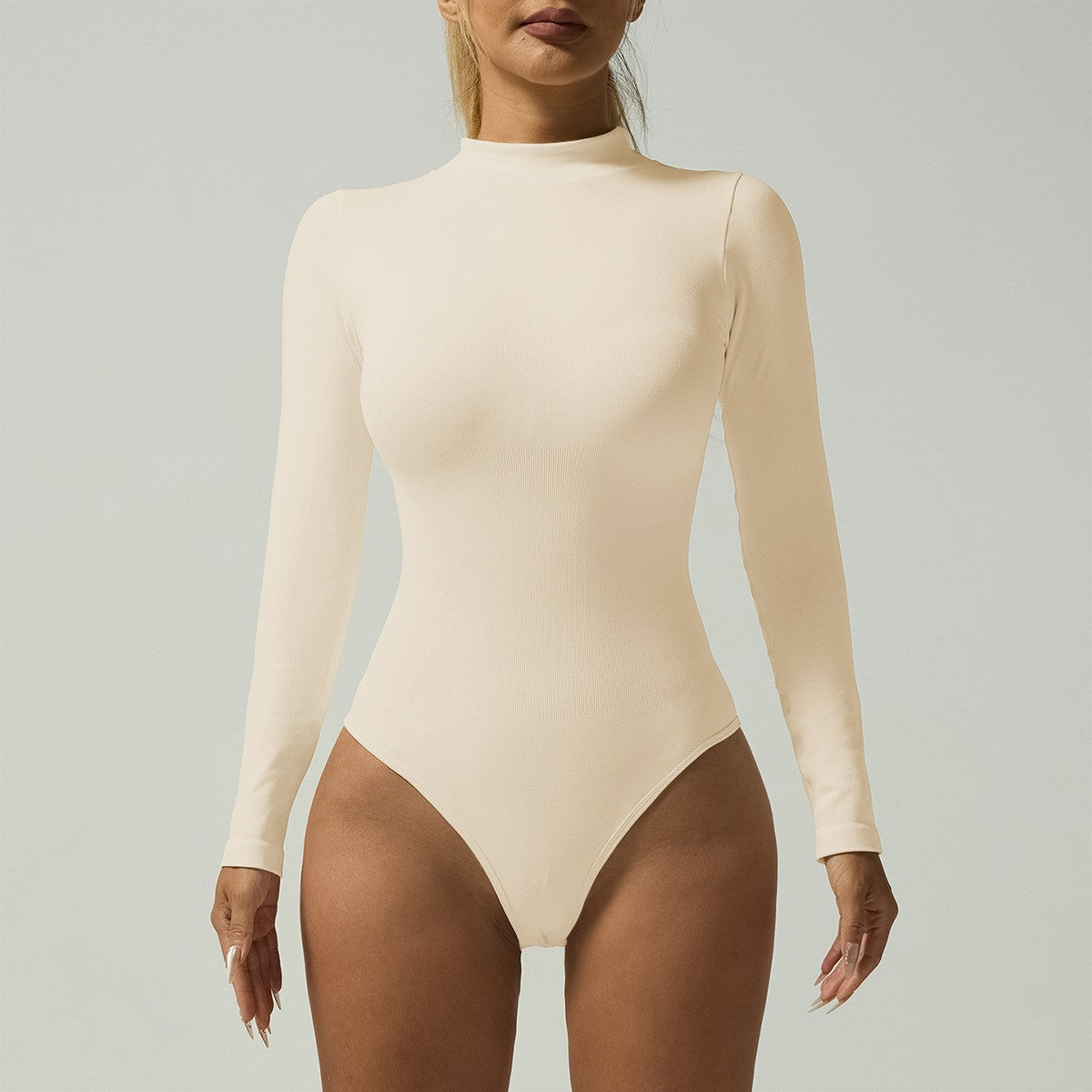 Fall Winter High Neck Ribbed Long Sleeve Bodysuit Slimming and Supportive Activewear for Yoga Fitness and Everyday Wear