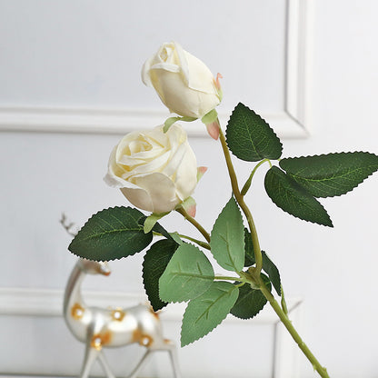 Realistic Touch Hydrating Dual-Head Rose - Perfect for Weddings and Home Décor - Elegant Single Stem Flower Arrangement for Living Room Accent