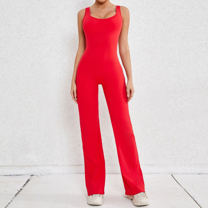 Chic High Waisted Yoga Jumpsuit with Beautiful Cut Out Back Design for Peachy Enhancement and Performance During Workouts