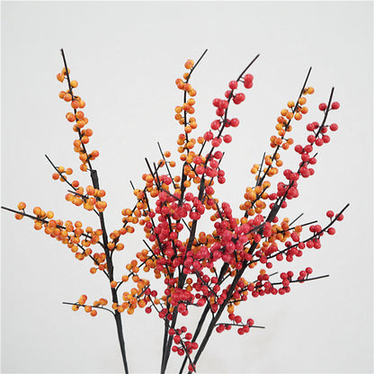 Lifelike North American Winterberry Faux Floral Arrangement - Perfect for Living Room & Dining Table Decor, Complete with Decorative Fruit and Berries for a Touch of Elegance