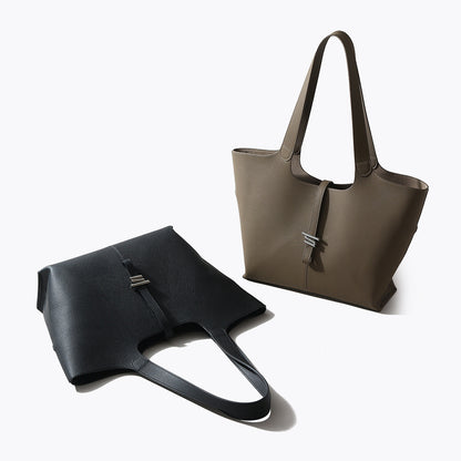 Genuine Leather Women's Tote Bag Fall Handbag with Large Capacity for Commuting Durable Cowhide Shoulder Bag for Everyday Use