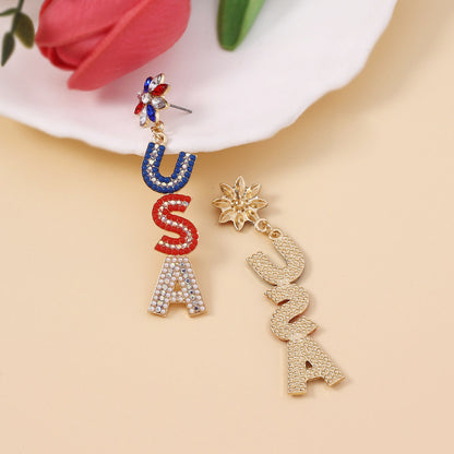 USA Flag Earrings with Stunning Pearl and Diamond Accents – Celebrate Independence Day in Style with Patriotic Jewelry for Parties and Events
