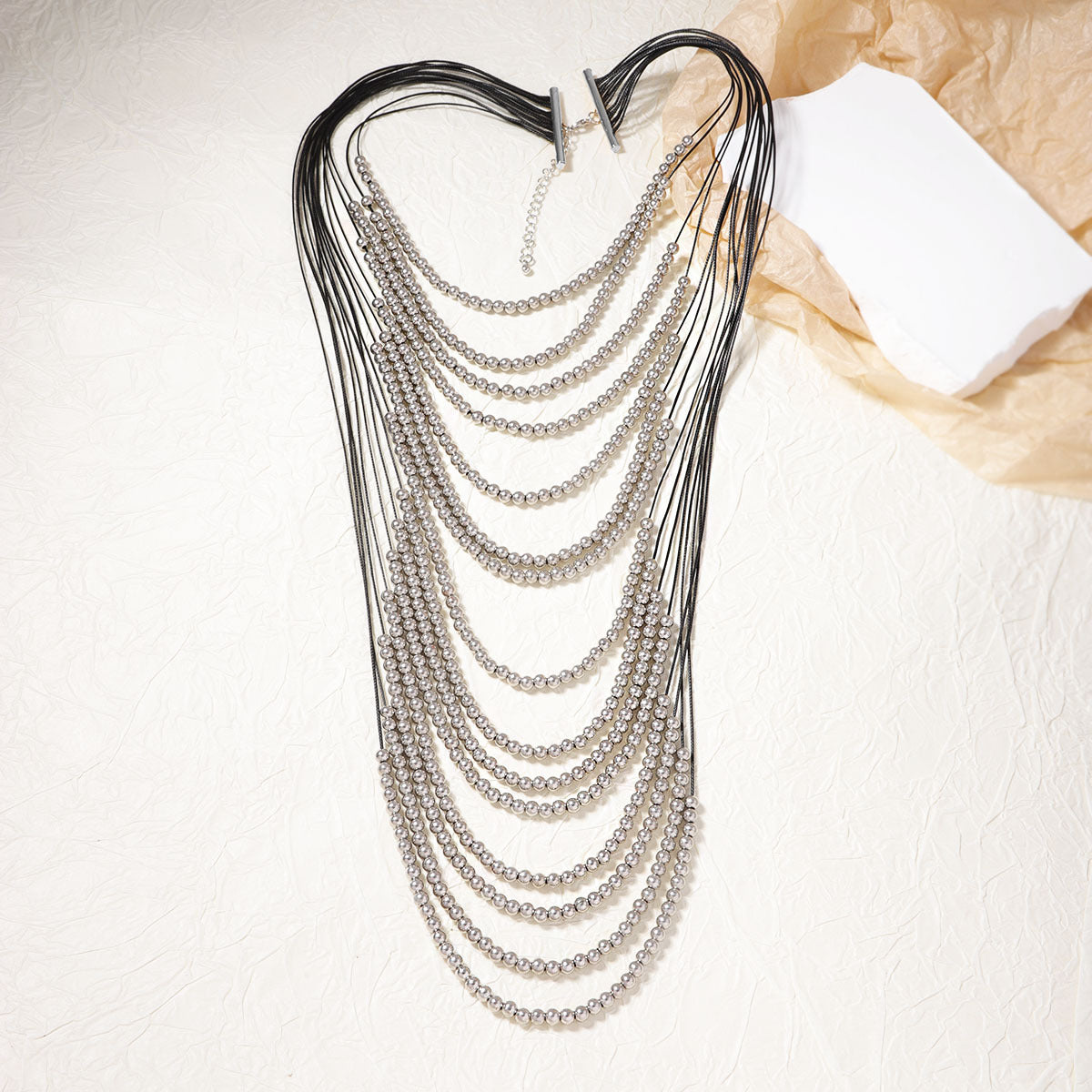 Hip Hop Punk Inspired Multi-Layered Gold Beaded Necklace - Unique Creative Design for Stylish Women - Bold Casual Statement Piece