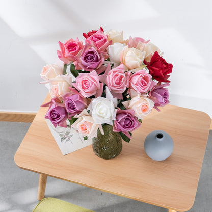 Realistic Touch Rose Bud Arrangement - Hand-Held Faux Flowers for Home Décor - Lifelike Wet Texture - Perfect for Weddings, Events, and Everyday Decorating - Model MW60005