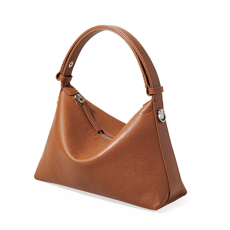 Genuine Grain Vegetable Tanned Leather Hobo Bag and Unique shoulder bag for Commuting Minimalist Chic Purse