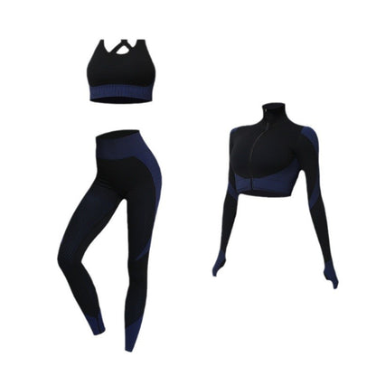 Women s Yoga Set High Waist Moisture Wicking Sports Bra with Long Sleeve Top and Full Length Leggings for Running Gym and Fitness Breathable Shockproof and Body Shaping Design