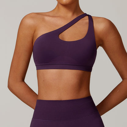 Asymmetrical One Shoulder Sports Bra for Yoga and Running Quick Dry Elastic Workout Top for Comfort and Flexibility Model 7755 2