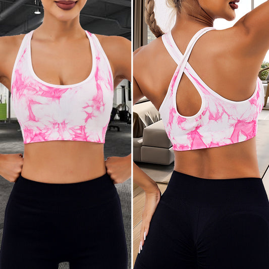 Quick Dry Breathable Sports Yoga Tank Top with Cross Back Design Shock Absorbing Running Bra and Comfortable Fitness Bra for Active Women