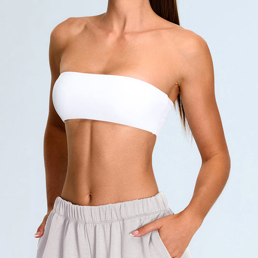 Seamless Strapless Sports Bra Body Shaper for Yoga Stay Secure with Our Non Slip Ribbed Workout Top for Gym Enthusiasts