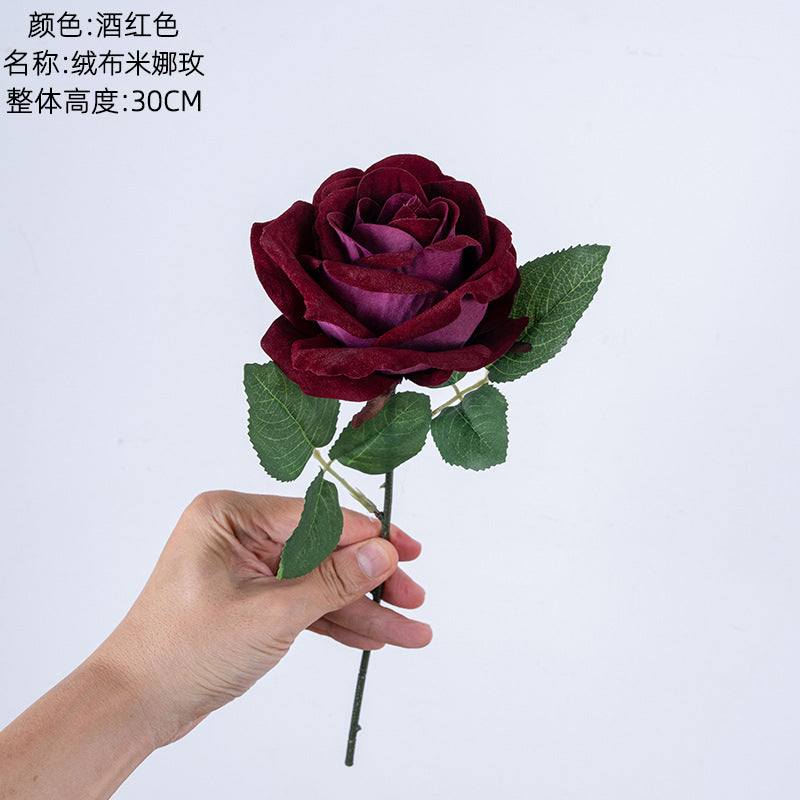 Elegant Velvet Rose Bouquet for Home Decor - Ins Inspired Faux Flowers for Weddings & Plant Walls - Stunning Artificial Floral Arrangement MW99332