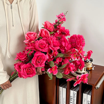 Stunning Hot Pink Artificial Flowers for Wedding Decorations - DIY Wedding Room Setup with Beautiful Faux Hydrangea and Rose Arrangements