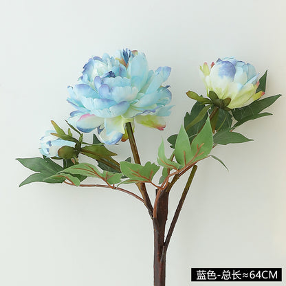 Elegant Faux Peony Flowers - 3-Stem Artificial Peony Bouquets for Home Decor and Wedding Arrangements - Luxurious Interior Decoration