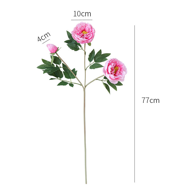 Realistic 3-Head Silk Peony Flowers for Elegant Home Décor and Wedding Decoration Props - Perfect for Photography and Event Styling