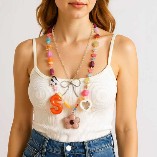 Trendy Korean-Inspired Minimalist Double-Layer Beaded Bracelet with Colorful Transparent Floral Design – Perfect for Unique Styles and Everyday Elegance
