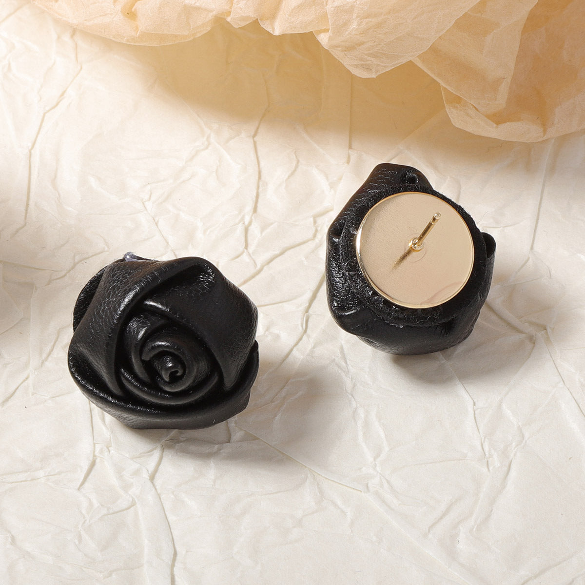 Chic French-Inspired Valentine's Day Leather Rosebud Earrings – Perfect for Winter, Available in Two Stunning Colors, Effortlessly Stylish and Versatile for Every Woman