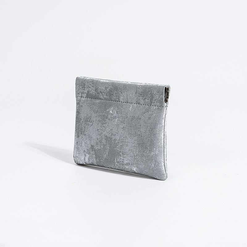 Luxurious Satin Leather Coin Purse with High Quality Snap Closure Elegant Card Holder for Lipstick Earphones Genuine Leather Accessory