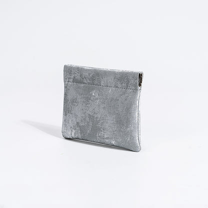 Luxurious Satin Leather Coin Purse with High Quality Snap Closure Elegant Card Holder for Lipstick Earphones Genuine Leather Accessory