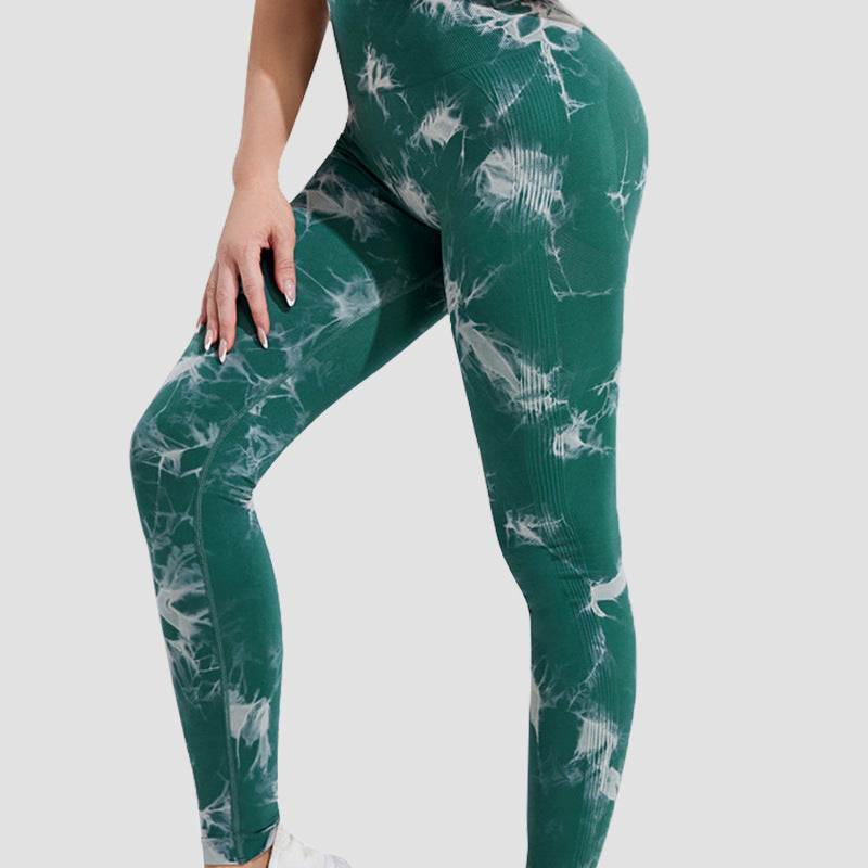 High Waisted Tight Fitting Yoga Pants for Women with Cross Dye Design Butt Lifting and Comfortable Workout Cycling Leggings