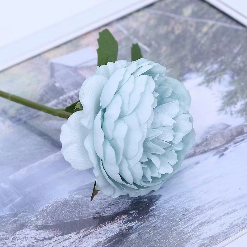 Realistic Single Peony Silk Flower for Home Decor - Beautiful Faux Camellia Bouquet Perfect for Living Room Accent