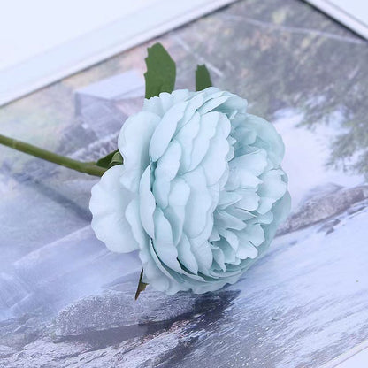 Realistic Single Peony Silk Flower for Home Decor - Beautiful Faux Camellia Bouquet Perfect for Living Room Accent