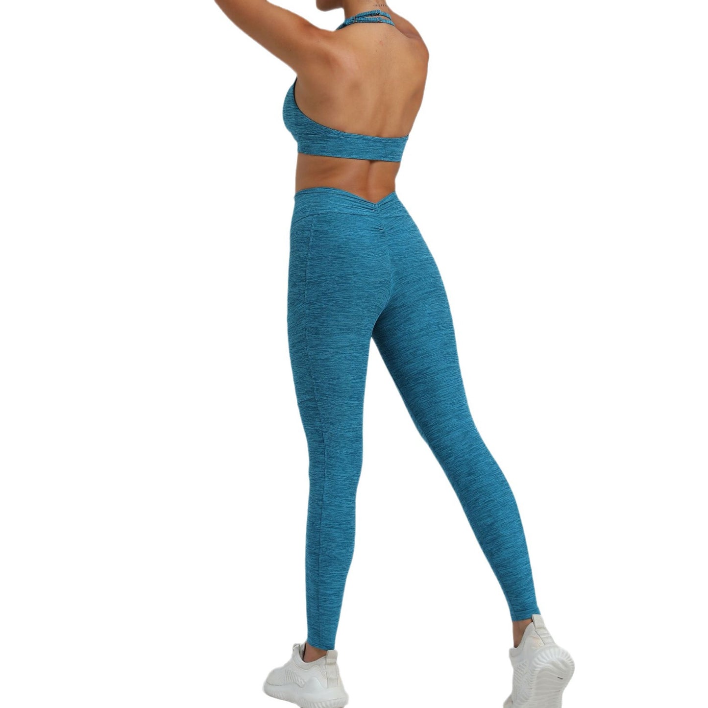 Adjustable Neck Strap Peach Butt High Waisted Leggings with Side Pockets Fit Yoga and Fitness Set for Comfort and Style