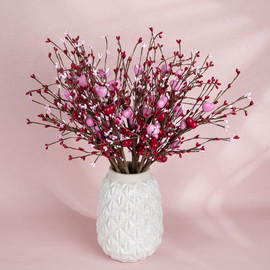 Love Heart Bean Branches - Valentine's Day & Spring Festival Artificial Flowers for Home Decor - Perfect for Weddings & Special Celebrations (CL02001)