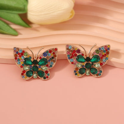 Stylish Animal-Inspired Butterfly Earrings with Colorful Crystals -  Quality Alloy for Unique Fashion Lovers