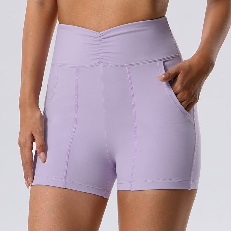 High Waisted Women's Yoga Shorts Peach Butt Enhancing Breathable Soft and Three Quarter Fitness Activewear