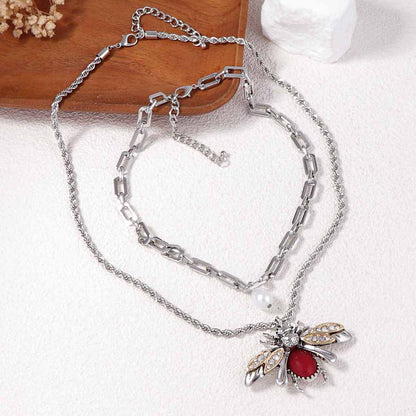 Set of 2 Elegant Animal Pendant Necklaces with Imitation Pearls and Micro-Paved Zircon Stones – Perfect for Everyday Wear and Commuting for Women