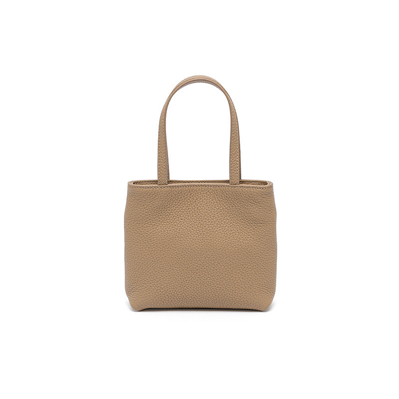 Genuine Leather Handbag with Metal Chain Chic Crossbody Bag for Women Fresh Spring Summer Style Small Square Purse