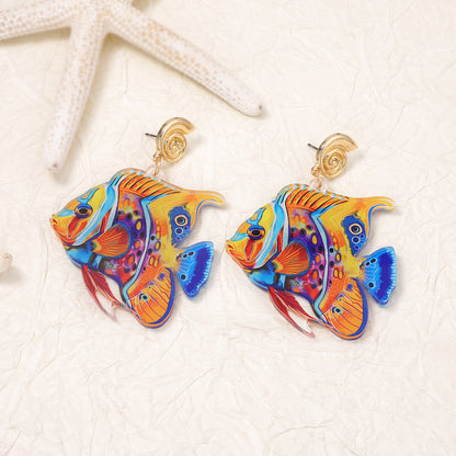 Quirky Minimalist Acrylic Ocean Animal Drop Earrings - Unique and Adorable Jewelry for Women