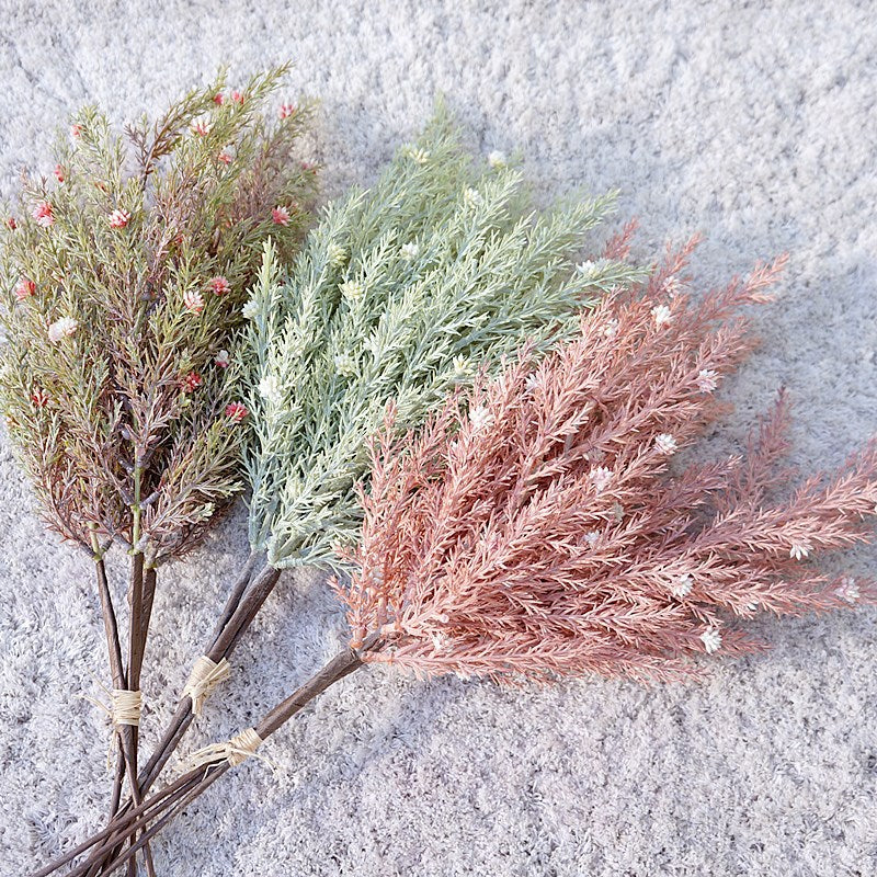 L384 Artificial Blossom Bouquet with Three Branches of Powdered Pine and Juniper - Perfect for Home Décor, Weddings, and Floral Arrangements