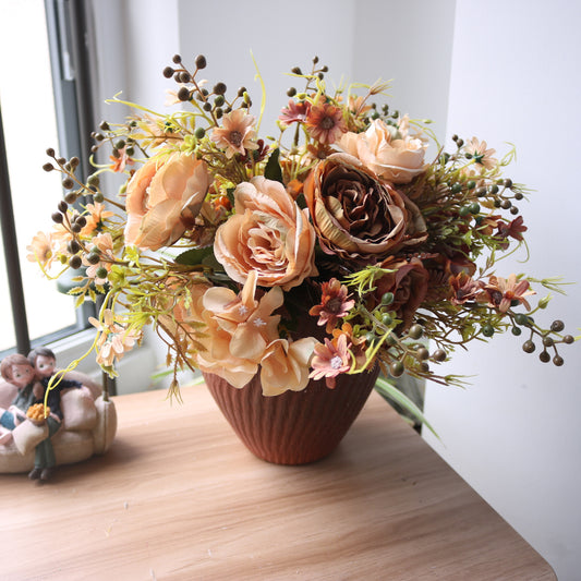 Charming Vintage-Inspired Rustic Rose and Daisy Bouquet for Photography and Wedding Decorations - Perfect for Garden Themes