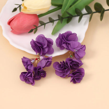 Bohemian Colorful Floral Fabric Drop Earrings - Perfect Ethnic Vacation Accessory for Every Occasion