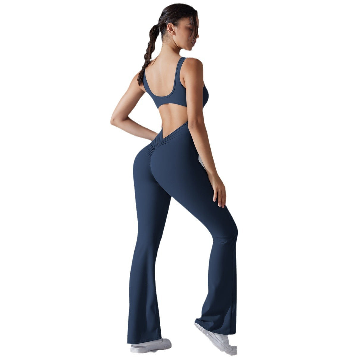 Sleek Solid Color High Back Bodysuit for Enhanced Lift Long Line Fit and Flattering Wide Leg Design for Running Fitness and Yoga