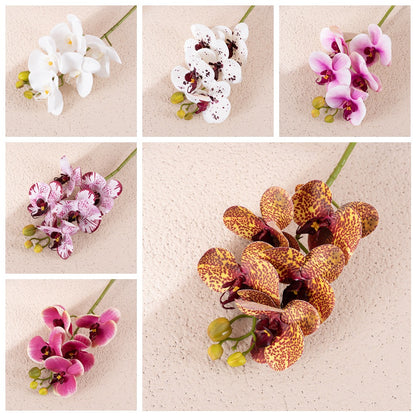 Elegant Artificial Orchid Bouquet - 5-Head Faux Butterfly Orchids for Home Decor and Wedding Celebrations - CL09002