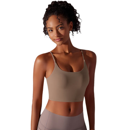 Women's Slim Strap Sports Bra Tank Top Versatile Yoga and Fitness Wear with Comfortable Built in Cups and