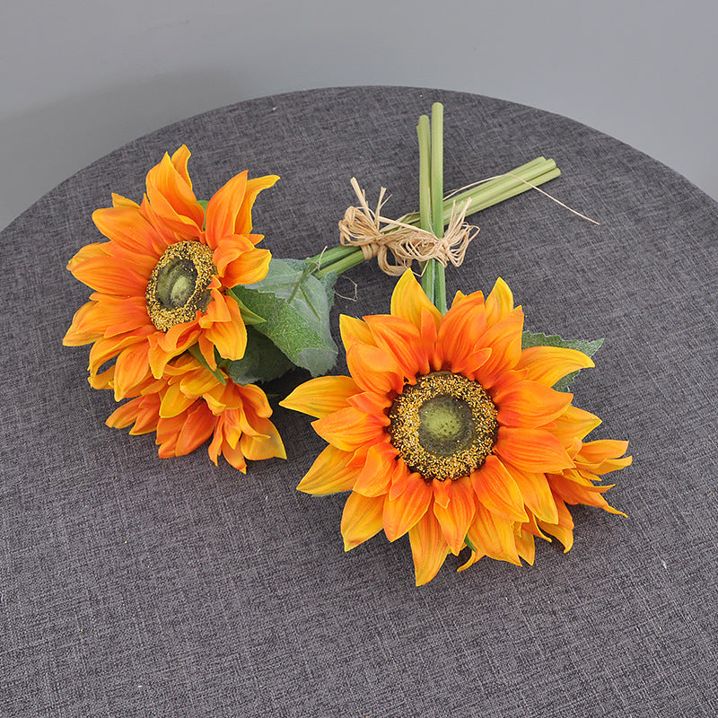 Realistic Faux Sunflower Bouquet - Perfect for Home Décor, Wedding Celebrations, and Photography Props - Durable PU Artificial Sunflowers