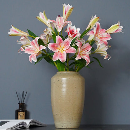 3D Artificial Lilies - Luxurious Home Décor, Elegant 3-Stem Floral Arrangement for Weddings and Celebrations