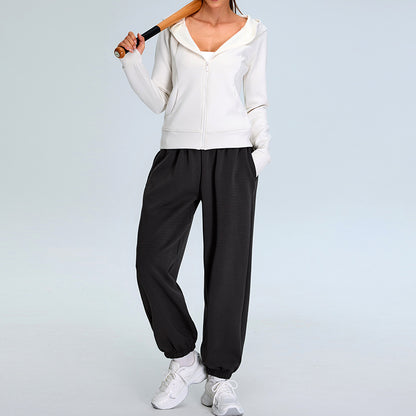 Women's Modal Sports Jacket and Yoga Set Relaxed Fit Activewear with Comfortable Sweatpants for Fitness and Gym