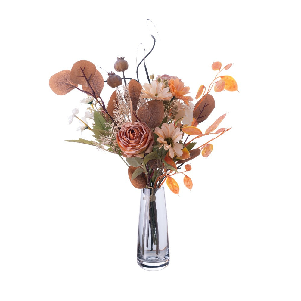 Realistic Decorative Floral Arrangement - Elegant Handmade Simulation Flower Bouquet for Home Decor, Wedding Celebrations, and Wall Art (CF01378)